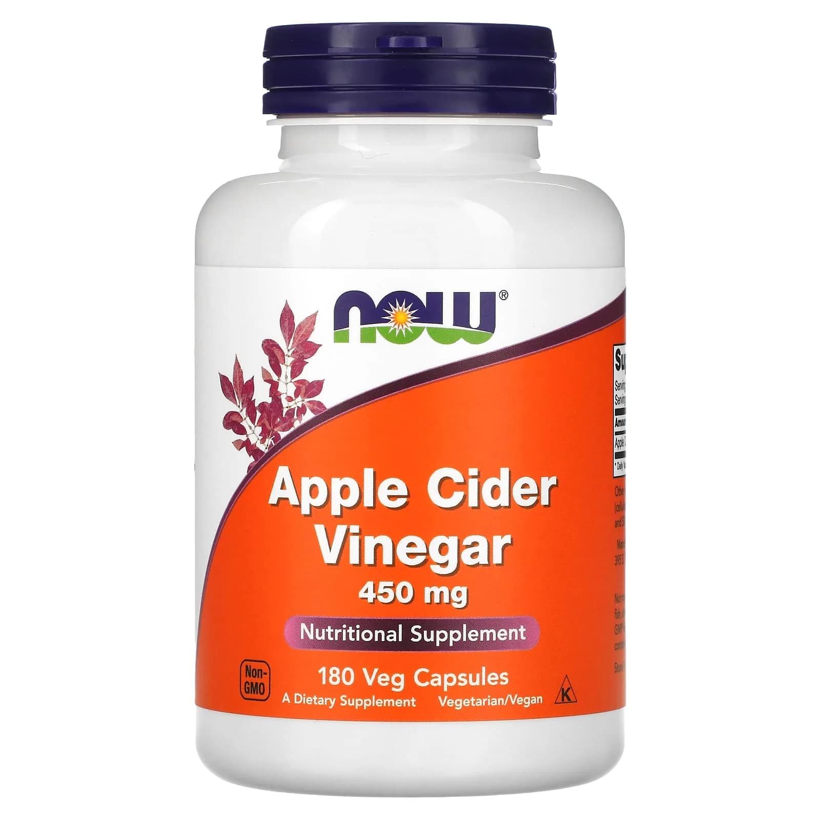 NOW Foods ვაშლის ძმარი 450 მგ, 180 ვეგეტარიანული კაფსულა - NOW Foods | FitShop.ge