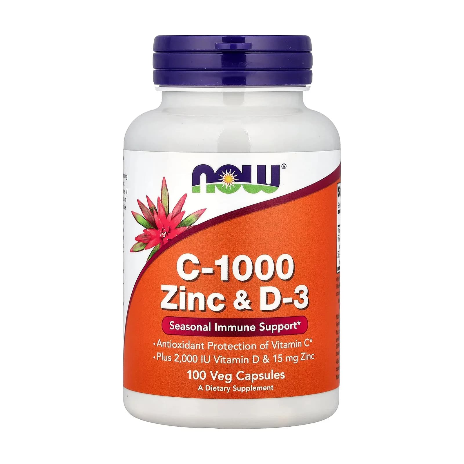 NOW Foods C-1000 ვიტამინი C, თუთია და D3, 100 ვეგეტარიანული კაფსულა, NOW Foods
