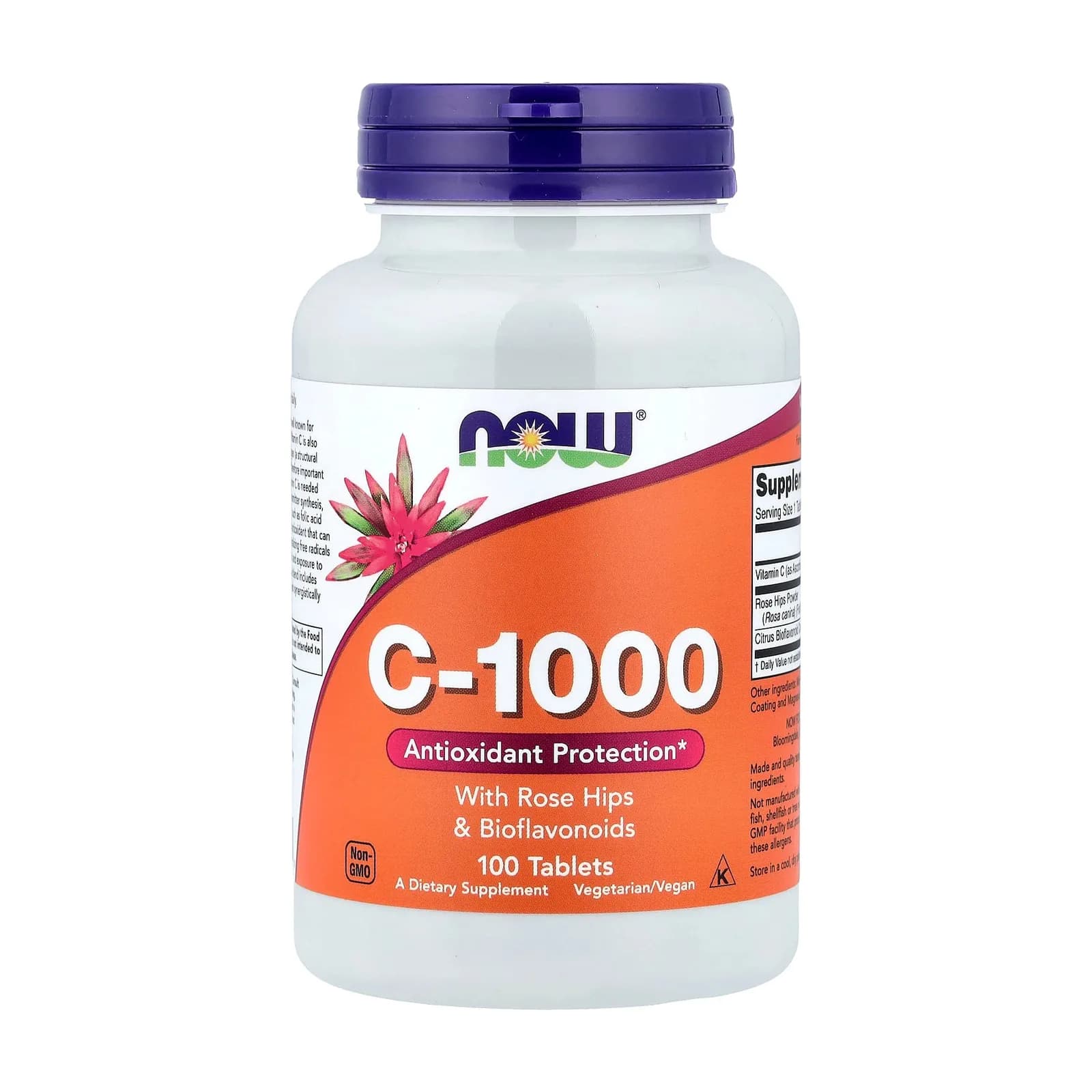 NOW Foods C-1000 ვიტამინი C, ასკილი და ბიოფლავონოიდები, 100 ტაბლეტი - NOW Foods | FitShop.ge