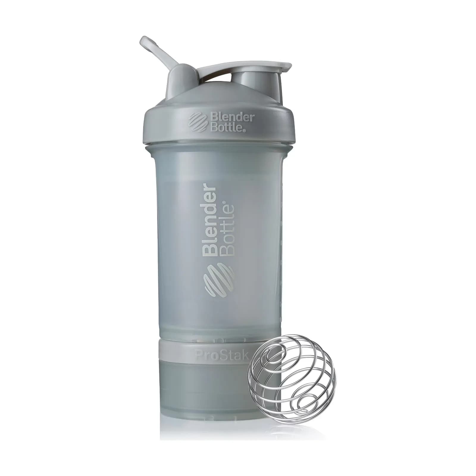BlenderBottle ProStak შეიკერი, ღია ნაცრისფერი, 100 + 150 მლ კონტეინერები, BlenderBottle