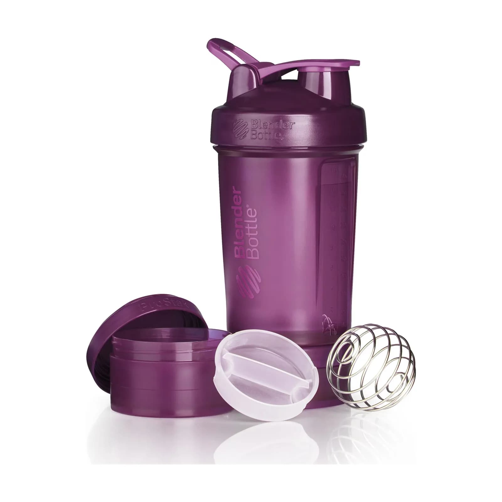 BlenderBottle ProStak შეიკერი, ქლიავისფერი, 100 + 150 მლ კონტეინერები, BlenderBottle